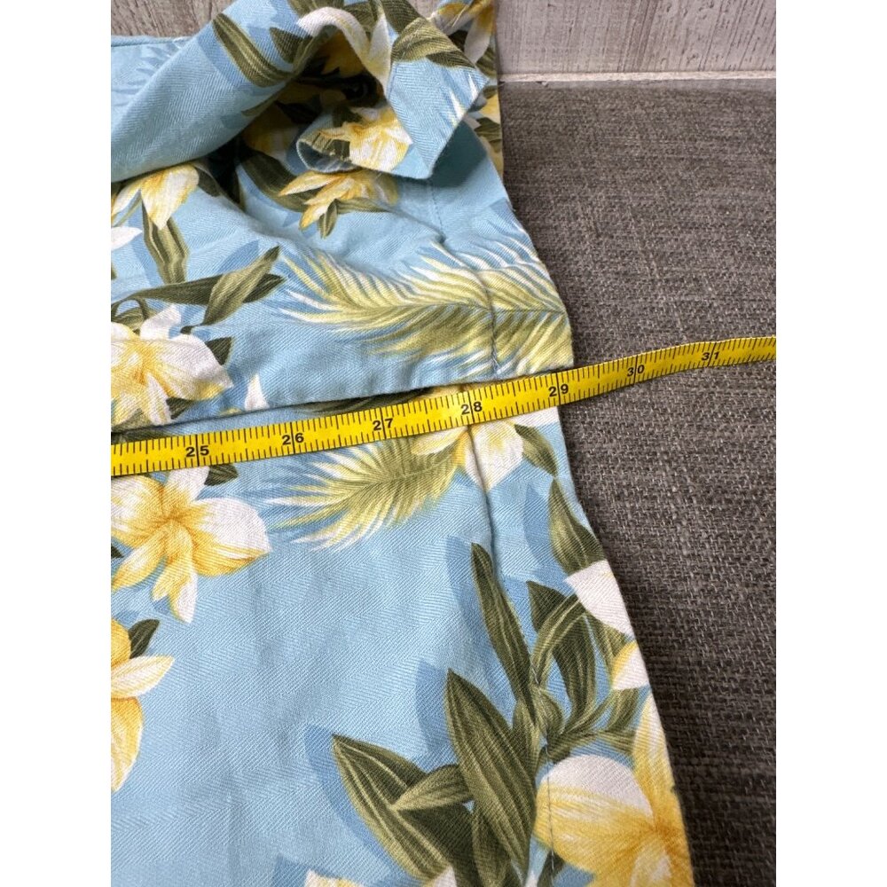 Mens Seven Palms Hawaiian Floral Button-Up Shirt XL Blue Yellow Beach Cruise - Picture 8 of 8